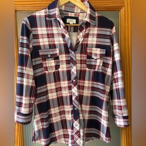 Market & Spruce Red and Navy Plaid Shirt